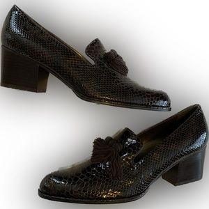 Stuart Weitzman Razmataz patent leather heeled loafers